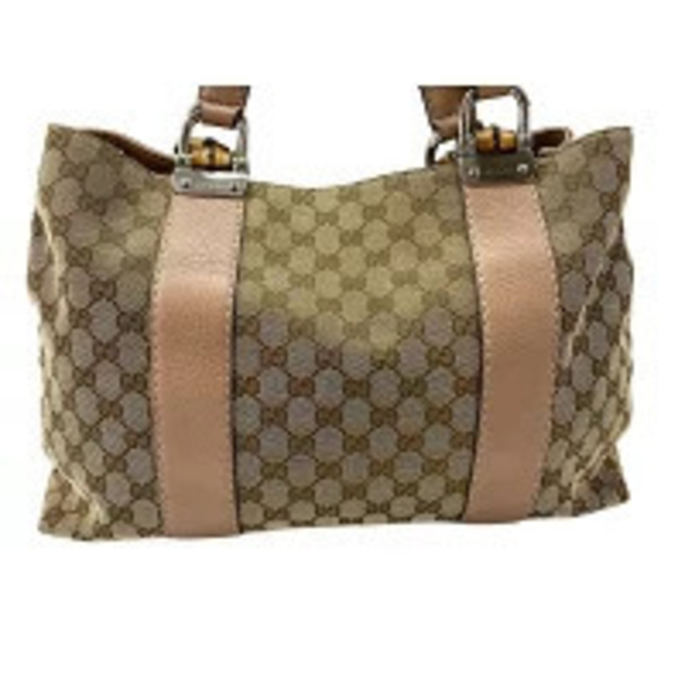 Gucci GG Canvas Bamboo Tote Bag Pink